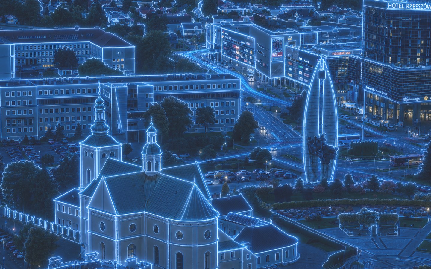 Panorama okolic Bernardynów i Pomnika Czynu Rewolucyjnego dla Śródmieścia Południe.